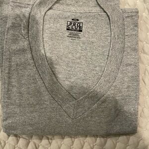 Gray V-Neck Sweater with Textured Fabric
